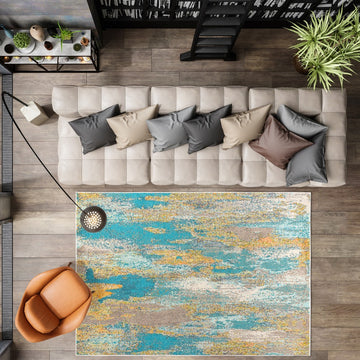 Contemporary Pop Modern Abstract Vintage Waterfall Area Rug